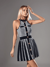 Amadea Houndstooth Knitted Mini Dress