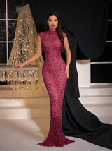 Protea Back Cutout Rhinestone Mesh Dress