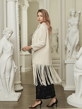 Esclarmonde V Neck Fringe Woolen Coat