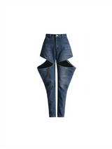 Hephzibah Button Cutout Denim Pants Set