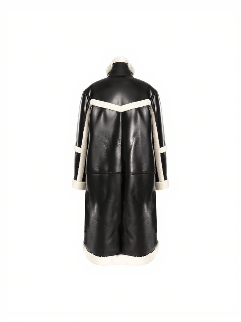 Ida Patchwork Faux Fur Leather Coat