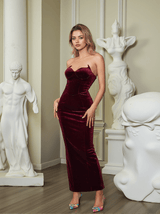 Eureka Strapless Velvet Maxi Dress