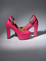 Kalea Leather Platform Heels In Hot Pink