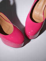 Kalea Leather Platform Heels In Hot Pink