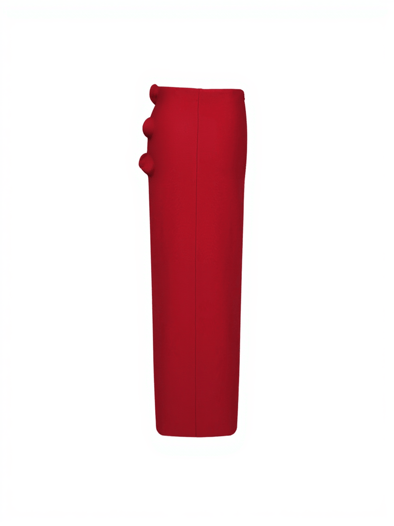 Jessamine Flower Asymmetric Bandage Skirt In Red