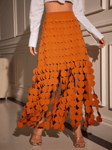 Nyx Circle Cutout Fringe Skirt In Orange