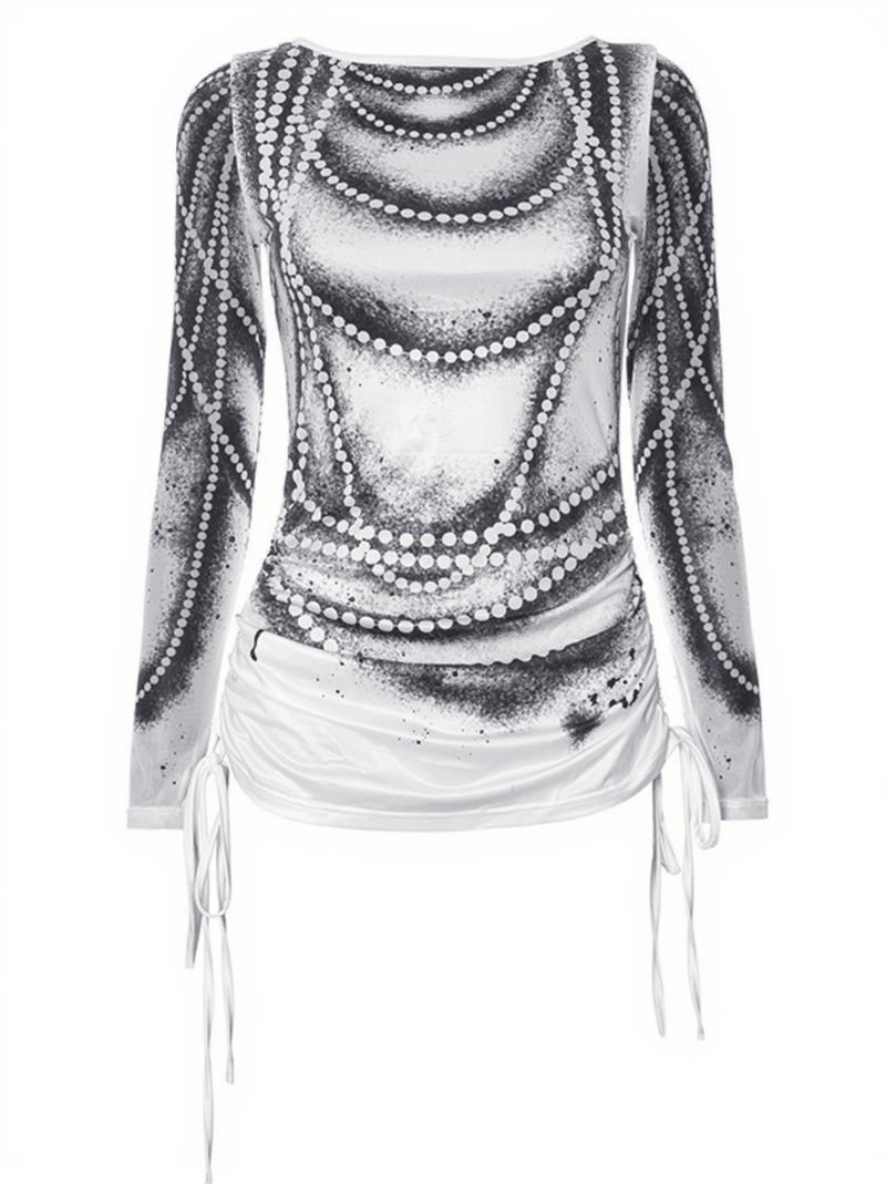 Kruz Long Sleeve Printed Illusion Top