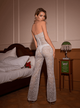 Phoenix Flower Lace Hollow Jumpsuit In White