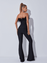 Padma Bandeau Feather Bandage Jumpsuit In Black