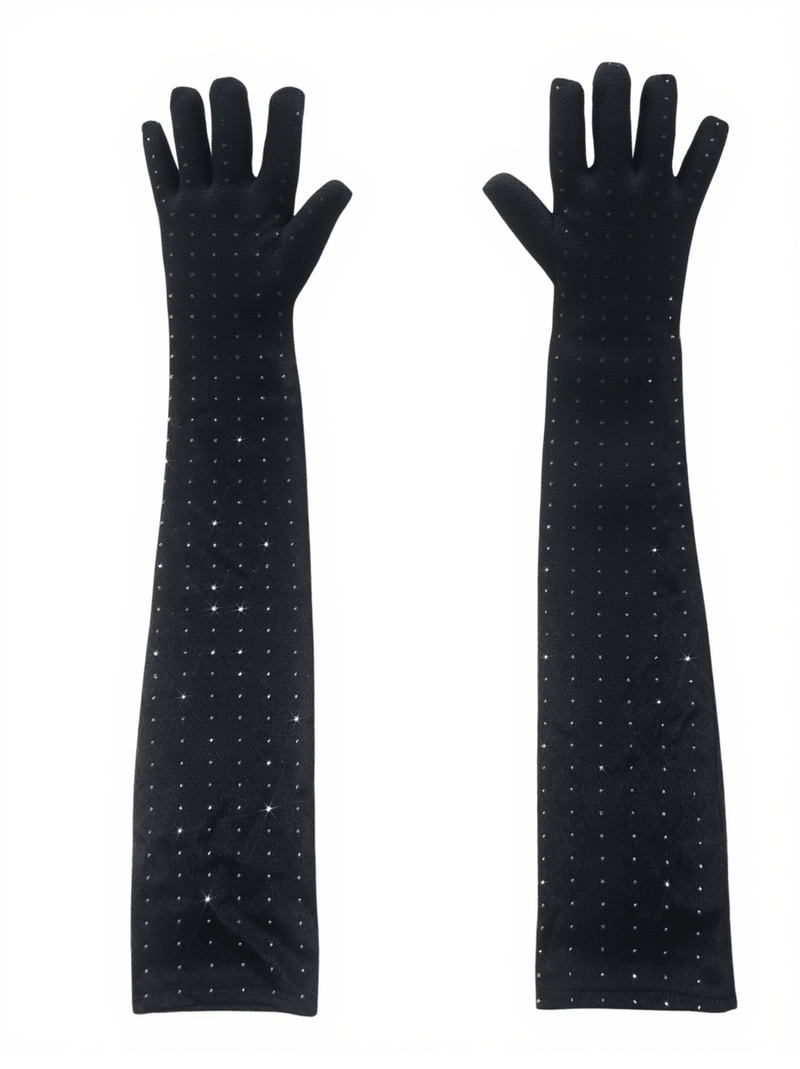 Ledie Rhinestone Gloves In Black