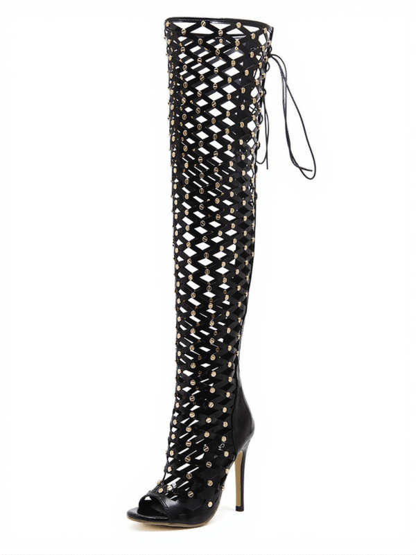 Maison Lace Up Net Hollow Boots