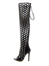 Maison Lace Up Net Hollow Boots