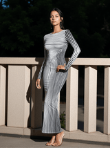 Chester Long Sleeve Stripe Printed Maxi Dress