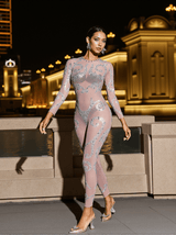 Hanifa Body Printed Rhinestone Jumpsuit