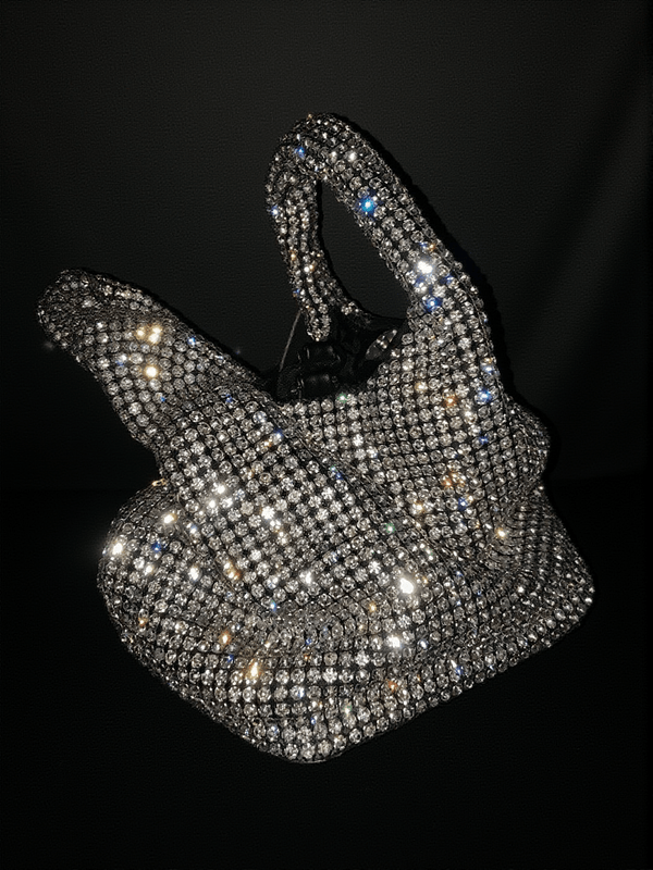 Bellatrix Crystal Bucket Bag In Silver