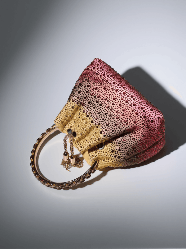 Mattea Crystal Embellished Bucket Bag In Ombre