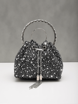 Mattea Crystal Embellished Bucket Bag In Black