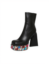 Cecile Multi Rhinestone Boots In Black