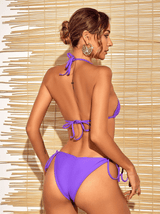 Jenesis Rhinestone Cutout Bikini Two Piece Set In Purple