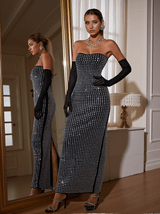 Khy Rhinestone Bandage Maxi Dress With Gloves