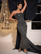 Khy Rhinestone Bandage Maxi Dress With Gloves