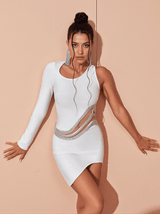 Lathan One Shoulder Bandage Dress In White