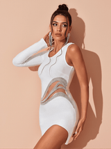 Lathan One Shoulder Bandage Dress In White