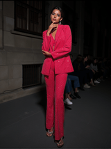 Whitley Embellished Blazer Three Piece Set In Hot Pink