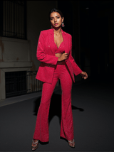 Whitley Embellished Blazer Three Piece Set In Hot Pink