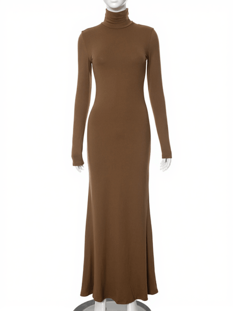 Hal Long Sleeve Mermaid Maxi Dress In Brown