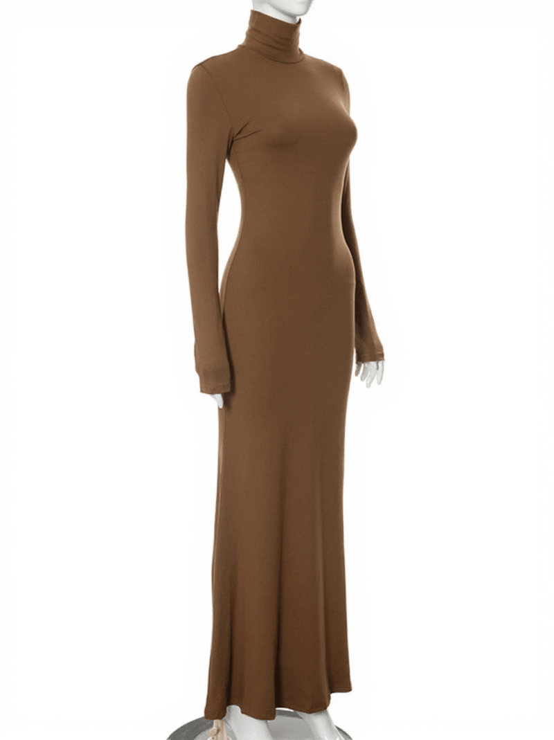 Hal Long Sleeve Mermaid Maxi Dress In Brown