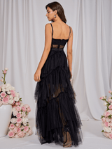 Inaya Mesh Maxi Dress In Black