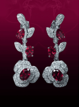 Rote Crystal Flower Drop Earrings