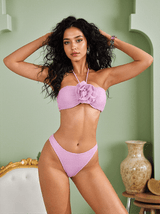 Jojo Seersucker Flower Bikini Three Piece Set