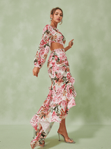 Aiyana One Shoulder Floral Maxi Dress In Pink