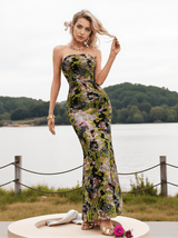 Asa Strapless Floral Sequin Maxi Dress