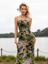 Asa Strapless Floral Sequin Maxi Dress