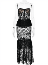 Senja Strapless Lace Mermaid Dress In Black