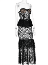 Senja Strapless Lace Mermaid Dress In Black