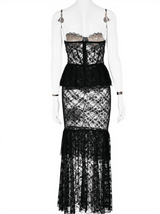 Senja Strapless Lace Mermaid Dress In Black