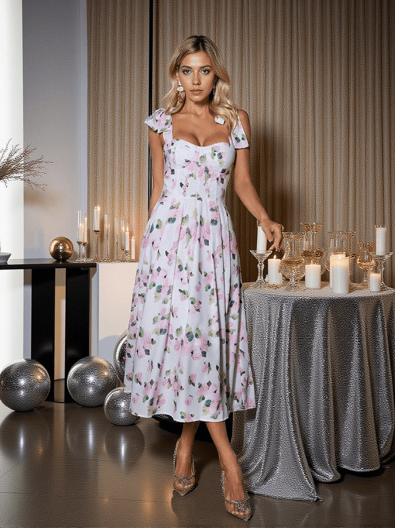 Kizzy Floral Spaghetti Midi Dress