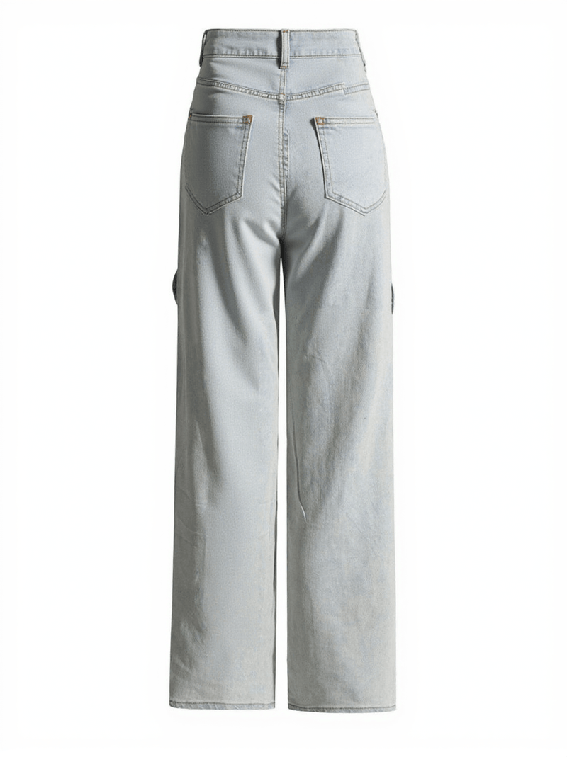 Mehetabel Cutout Denim Pants In Light Blue