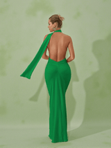 Toula Backless Maxi Dress In Green