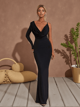 Meliora One Shoulder Backless Maxi Dress In Black