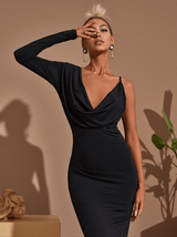 Meliora One Shoulder Backless Maxi Dress In Black