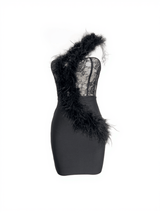 Hayes One Shoulder Feather Bandage Dress