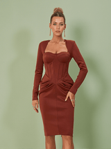 Noelani Long Sleeve Corset Midi Dress