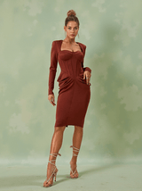 Noelani Long Sleeve Corset Midi Dress