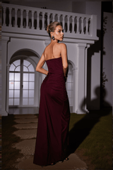 Carew Strapless Ruched Dress In Brown