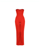 Carew Strapless Ruched Dress In Red